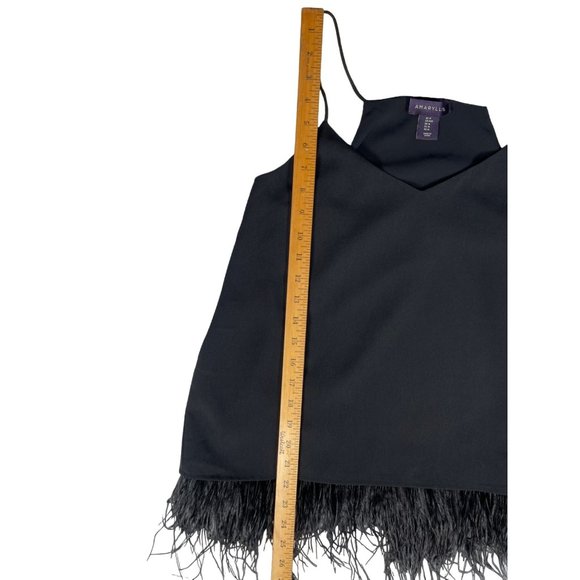 Amaryllis Spaghetti Strap Feather Trim Blouse Black Size M - Picture 4 of 5